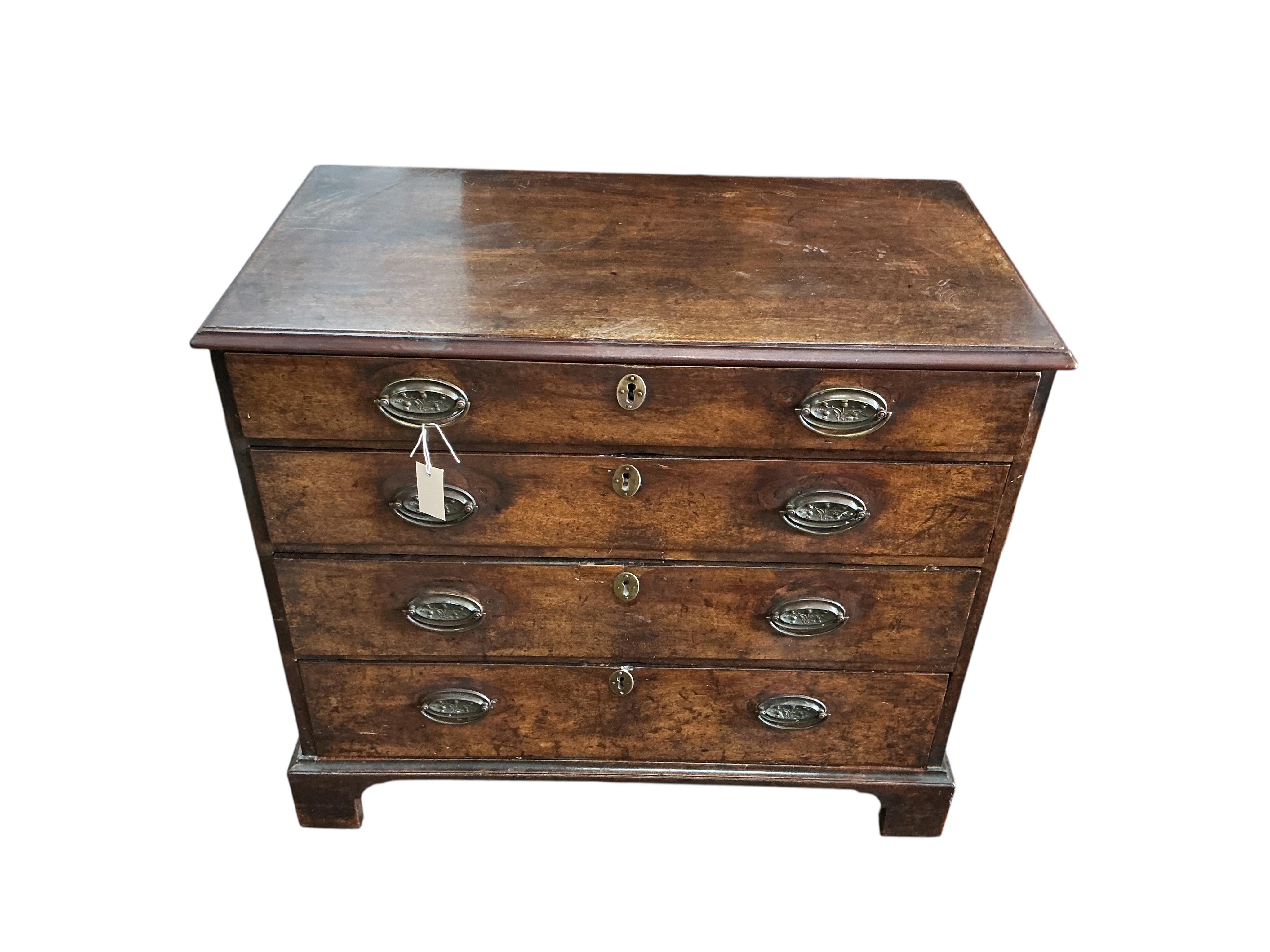 A George III mahogany chest of four drawers, width 92cm, depth 49cm, height 81cm